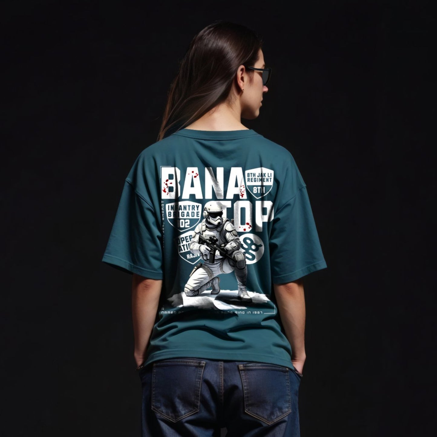 Petrol Blue Bana Top T-shirt